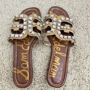 Sam Edelman Tan and Brown Crystal Sandals
